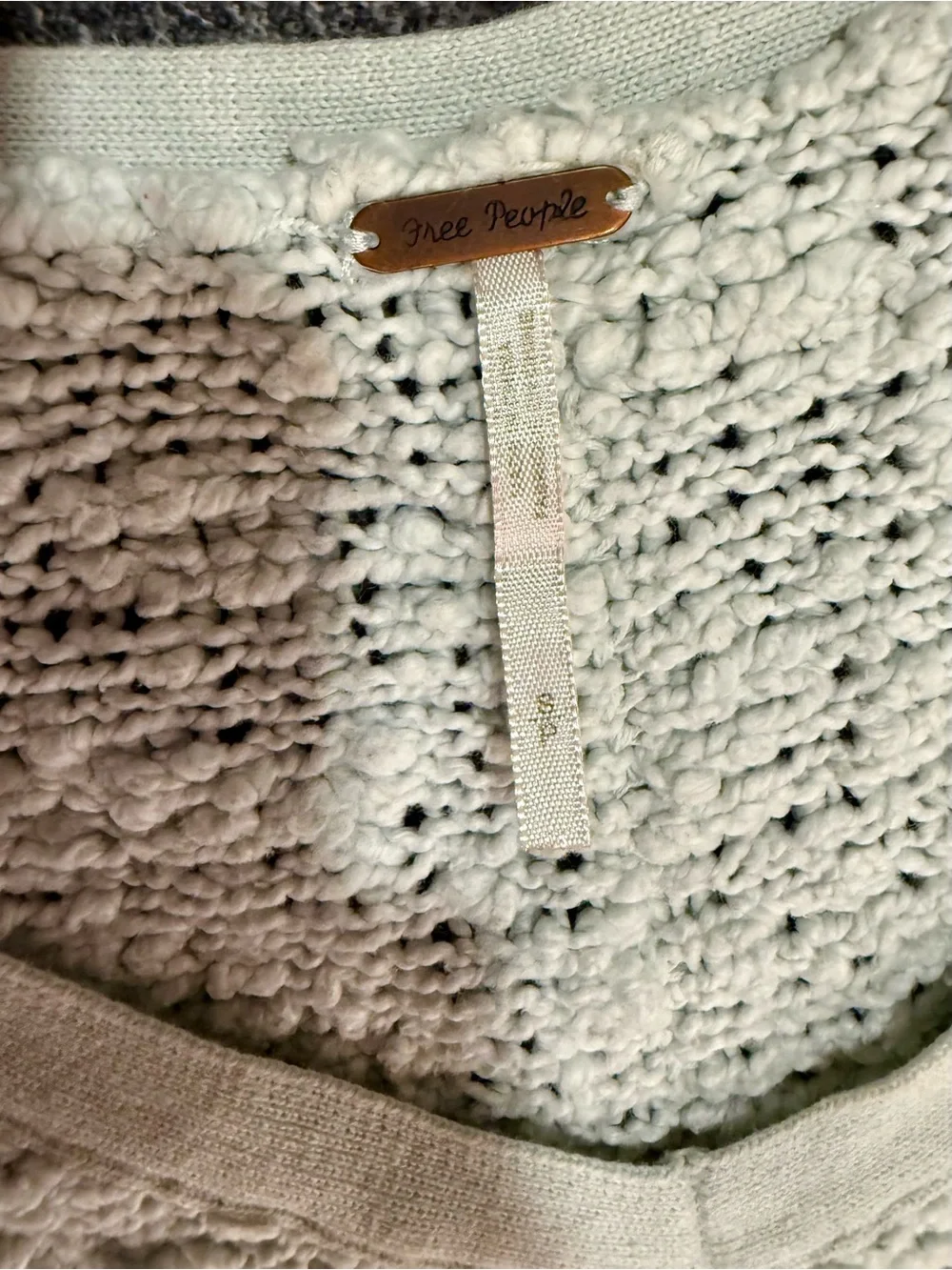 Free People Soft Mint V-Neck Knit Sweater